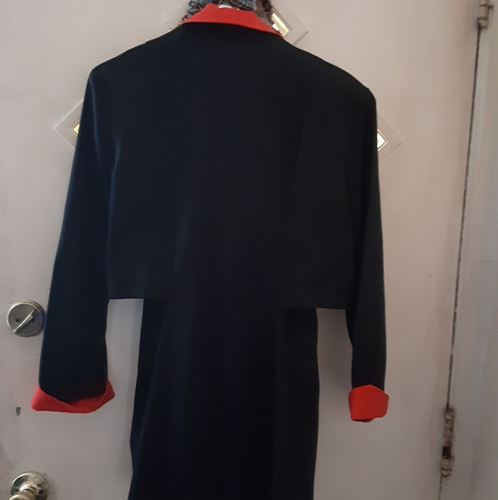 Black & Red Double-Breasted Blazer Jacket vintage - Picture 3 of 7